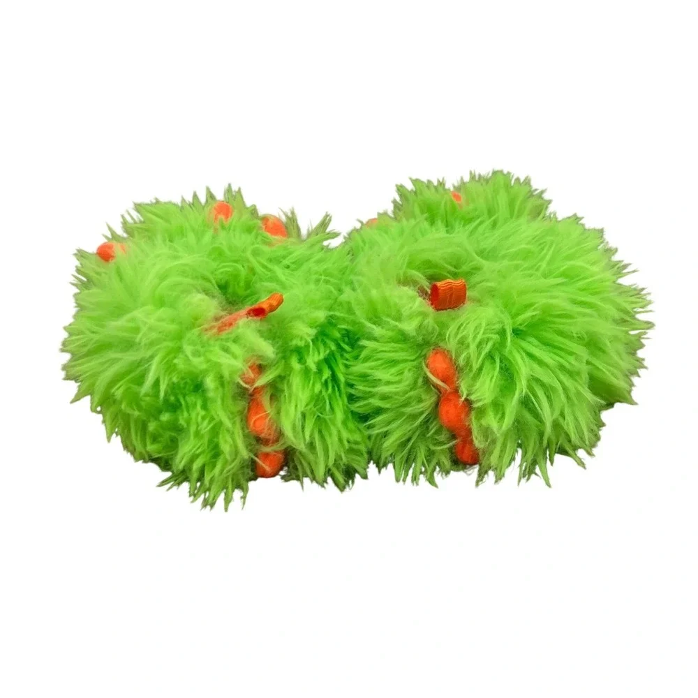 Monster Paw Slippers Kids Size 2 Neon Green Orange Faux‎ Fur Fuzzy Wonder Nation